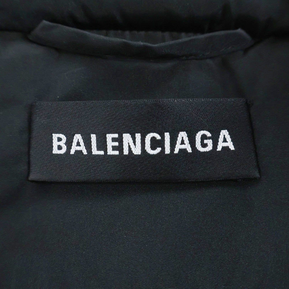 BALENCIAGA(バレンシアガ) 18AW Padder Windbreaker パッダーウィンドブレイカー バックロゴプリント ジップアップ パファージャケット ブラック 533910 TYD36