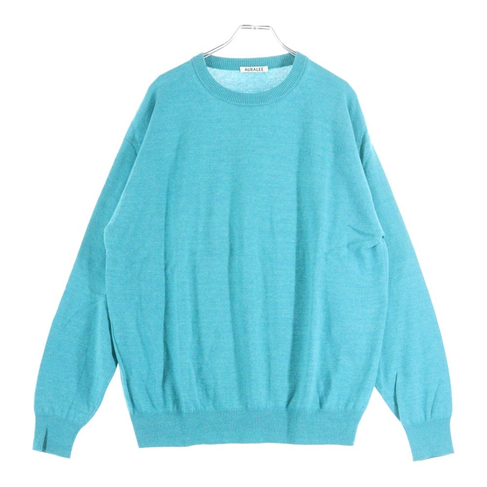 AURALEE(オーラリー) 24AW CASHMERE SILK WOOL KNIT P/O カシミヤ シルク ニットセーター ブルー A24AP03SK