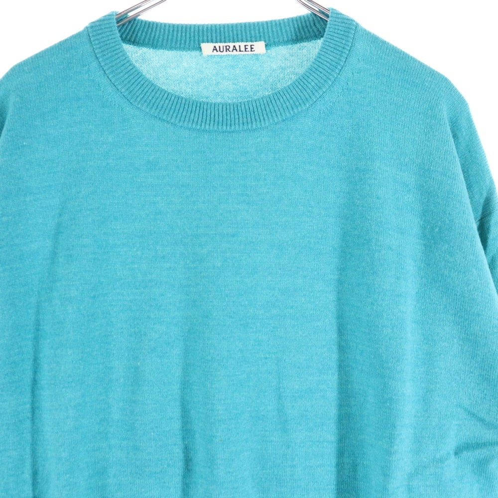 AURALEE(オーラリー) 24AW CASHMERE SILK WOOL KNIT P/O カシミヤ シルク ニットセーター ブルー A24AP03SK