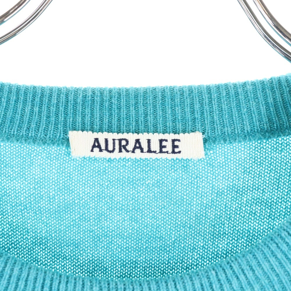 AURALEE(オーラリー) 24AW CASHMERE SILK WOOL KNIT P/O カシミヤ シルク ニットセーター ブルー A24AP03SK