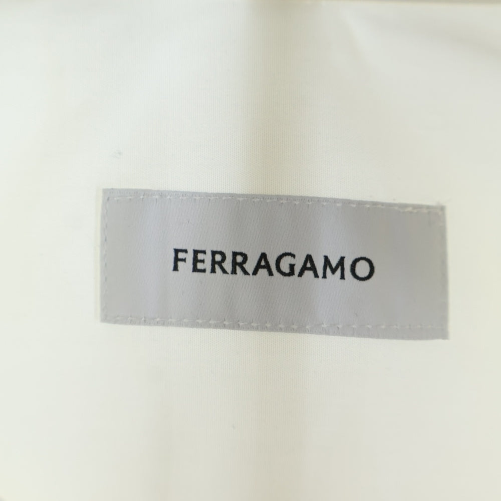 FERRAGAMO(フェラガモ) レギュラーカラー 比翼ボタン ロングスリーブ 長袖シャツ ホワイト