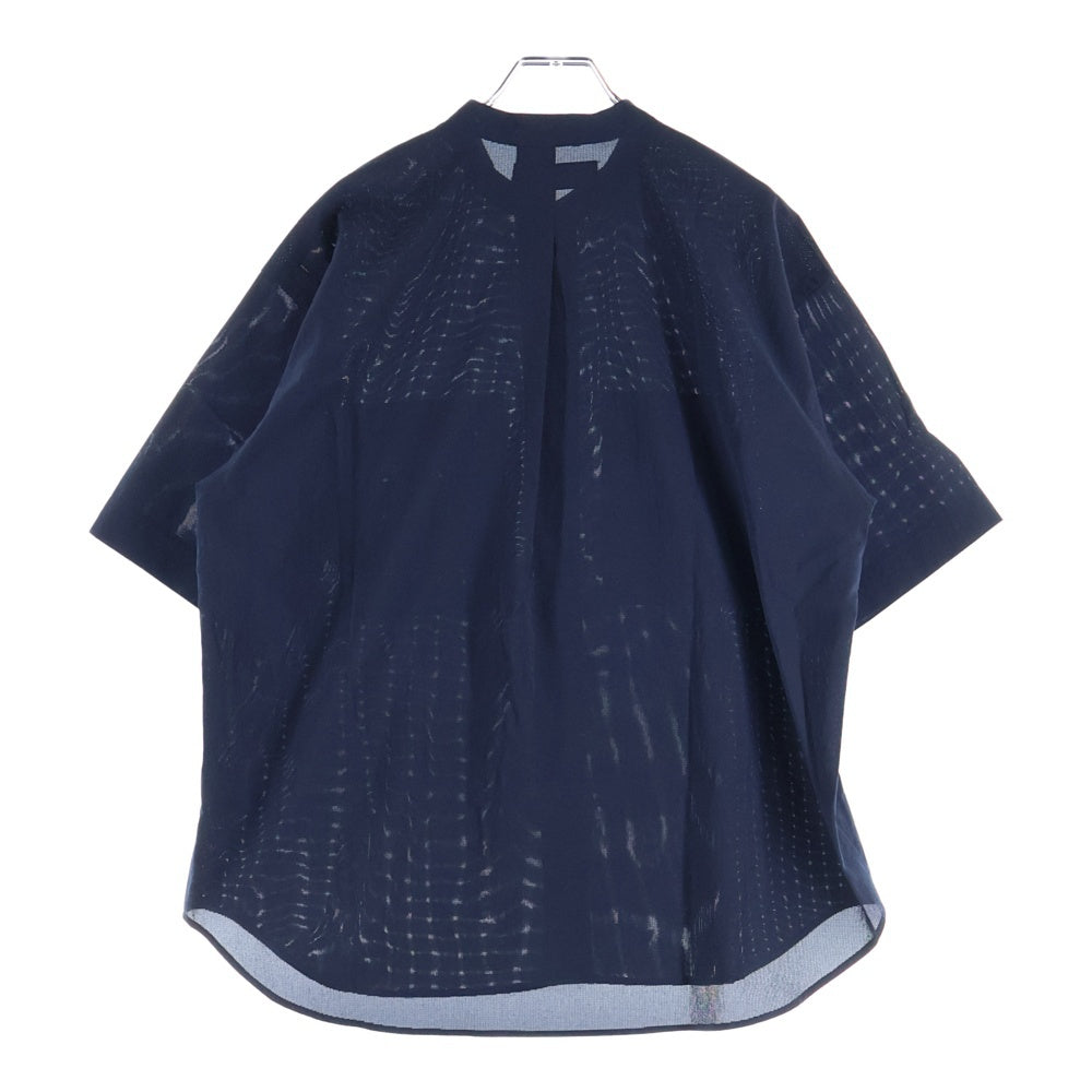 ZUCCa(ズッカ) ダブルポケット バンドカラー 半袖シャツ ネイビー CZ34FK952