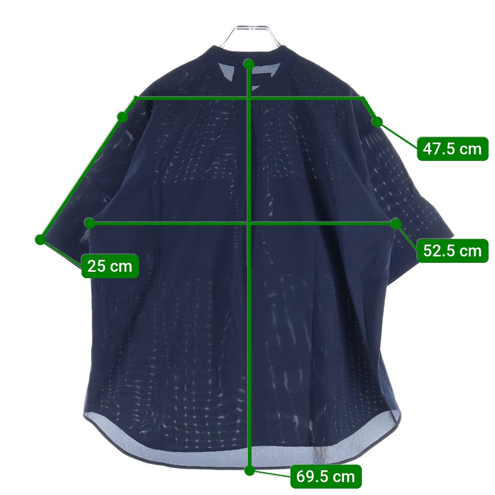 ZUCCa(ズッカ) ダブルポケット バンドカラー 半袖シャツ ネイビー CZ34FK952