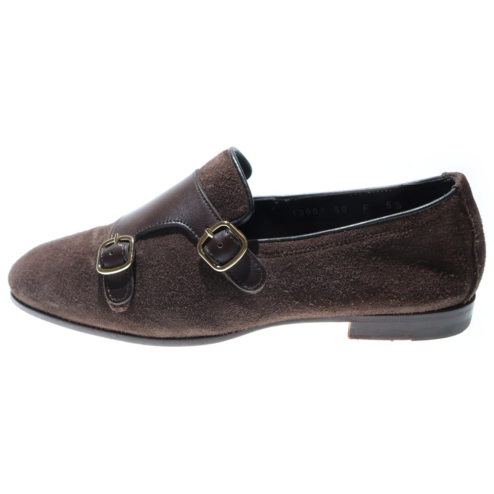 Santoni(サントーニ) カルロス ダブルモンクストラップ スエード レザー ローファー ブラウン 13907