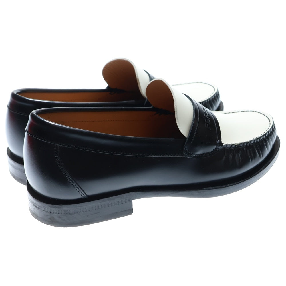 FERRAGAMO(フェラガモ) ロゴエンボス バイカラー レザー モカシン ローファー ブラック/ホワイト 0762698