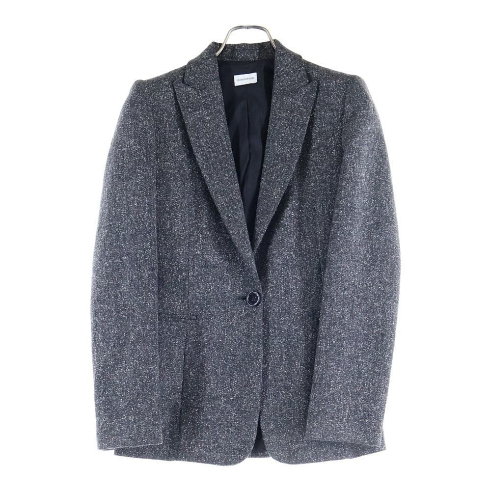 NO BRAND(ノーブランド) BORGOFIORI ボルゴフィオーリ ウール セットアップスーツ 1B シングルテーラードジャケット サイドスリットスカート グレー レディース 523070