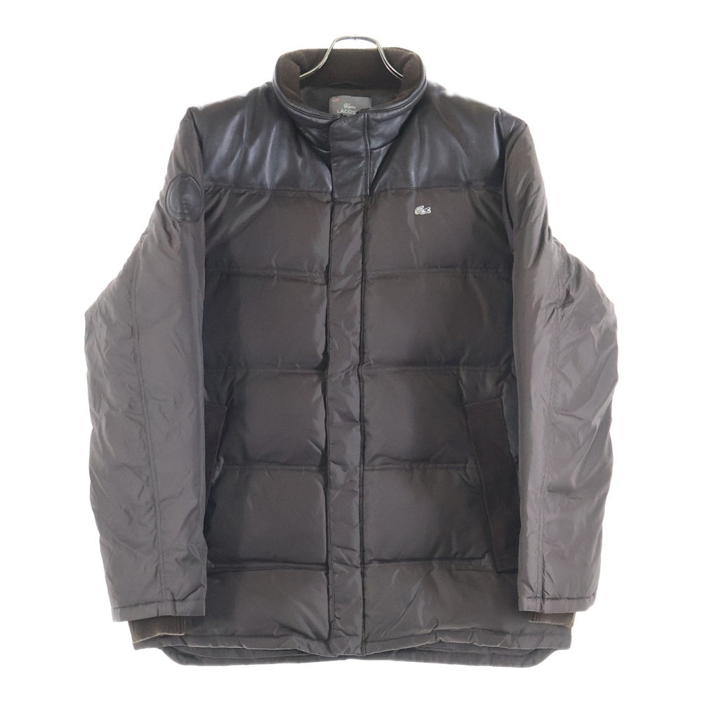 LACOSTE(ラコステ) レザーナイロン切替 中綿ダウンジャケット ブラウン BH575C