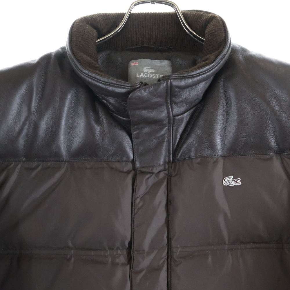 LACOSTE(ラコステ) レザーナイロン切替 中綿ダウンジャケット ブラウン BH575C