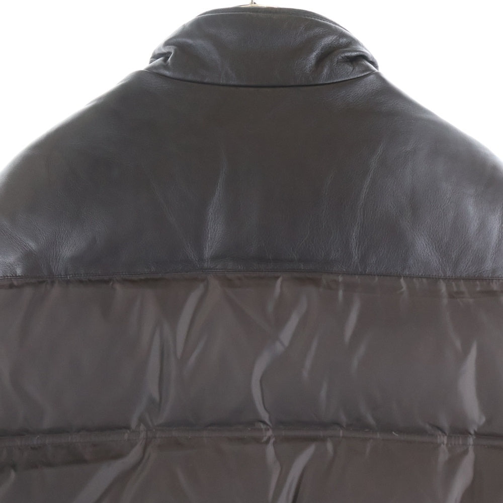 LACOSTE(ラコステ) レザーナイロン切替 中綿ダウンジャケット ブラウン BH575C