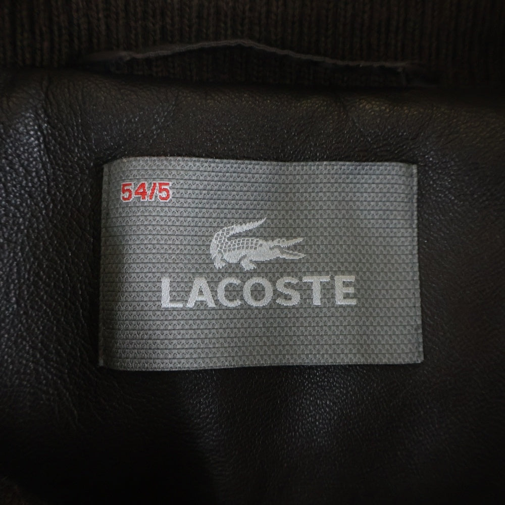 LACOSTE(ラコステ) レザーナイロン切替 中綿ダウンジャケット ブラウン BH575C
