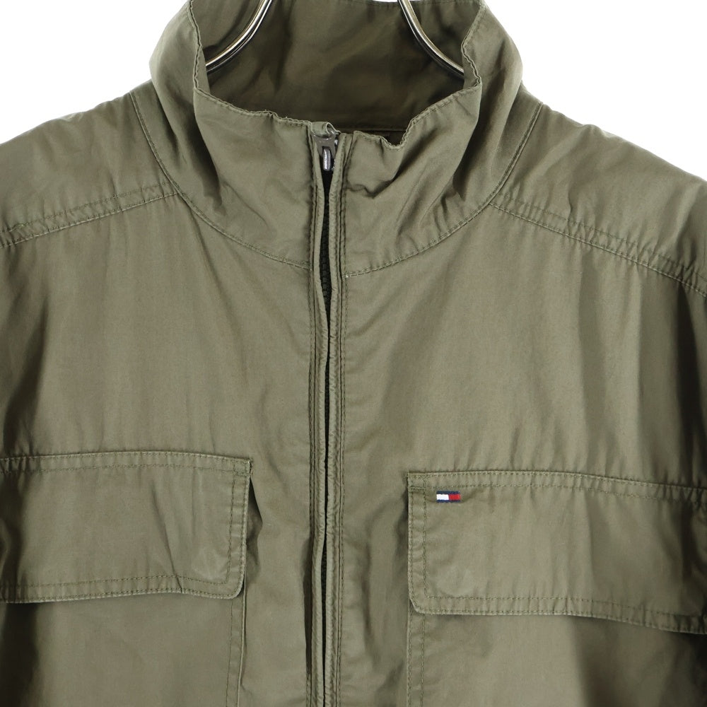 TOMMY HILFIGER(トミーヒルフィガー) ダブルポケット ナイロンジップアップ カーゴジャケット カーキ 112-611109-360