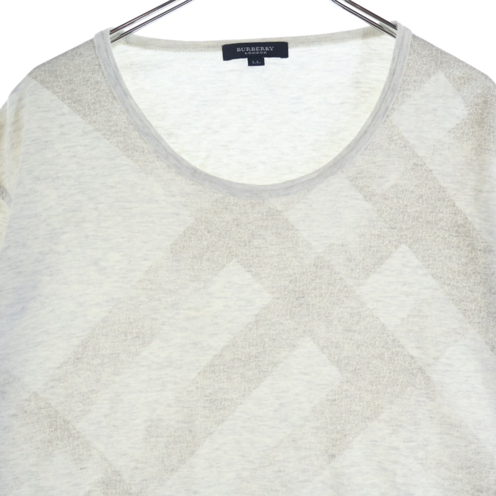 BURBERRY(バーバリー) フロントプリント クルーネック長袖Tシャツ カットソー グレー A1P10-404-01