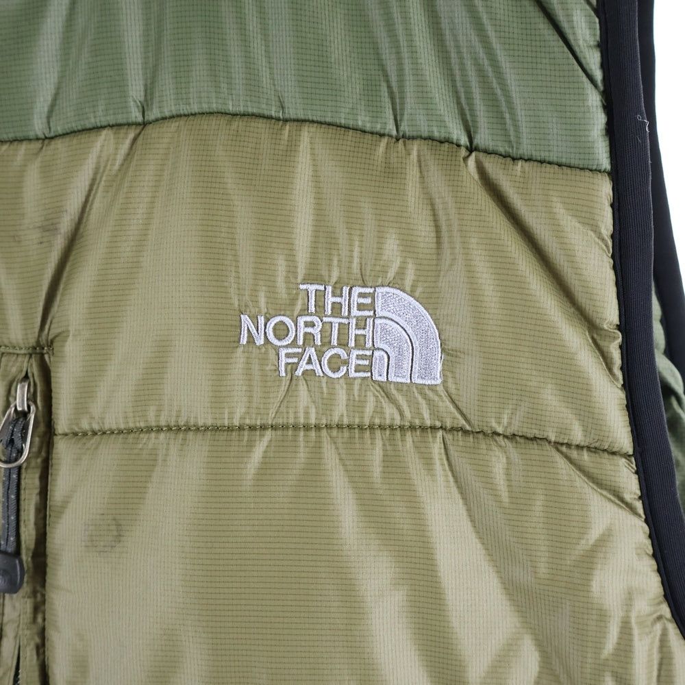 THE NORTH FACE(ザノースフェイス) フロントロゴ ナイロン ダウンベスト カーキ NY17706