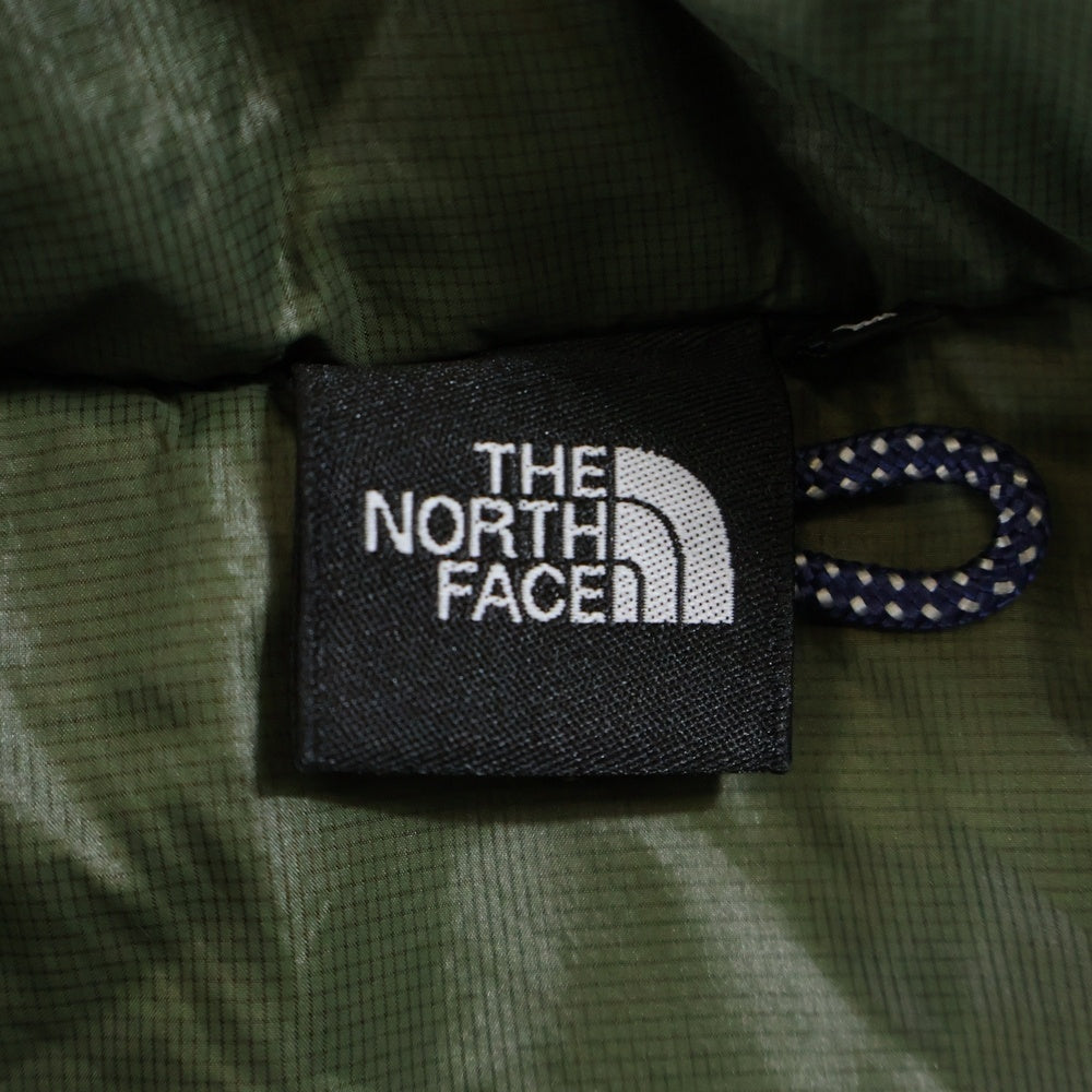 THE NORTH FACE(ザノースフェイス) フロントロゴ ナイロン ダウンベスト カーキ NY17706