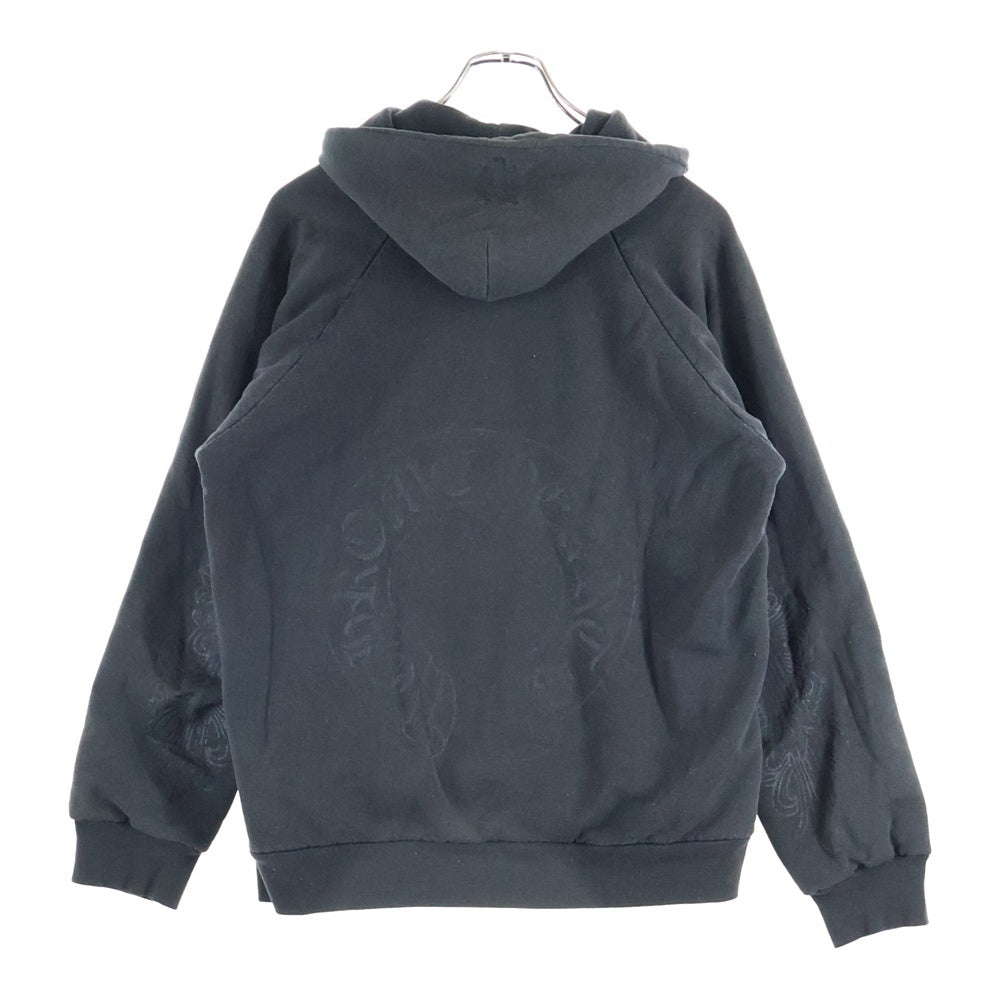 CHROME HEARTS(クロムハーツ) OLD HORSESHOE SWTSHRT PLVR FOODIE オールド 袖フローラルバックホースシュープリント プルオーバーパーカー グレー