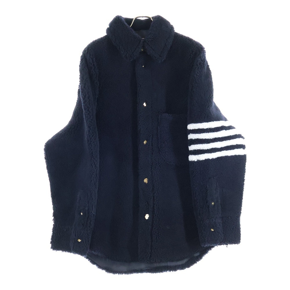 THOM BROWNE(トムブラウン) Shearling 4-Bar Oversized Shirt Jacket シアリング 4バー オーバーサイズ ボア シャツ ジャケット ブラック MJO159X-02821-415