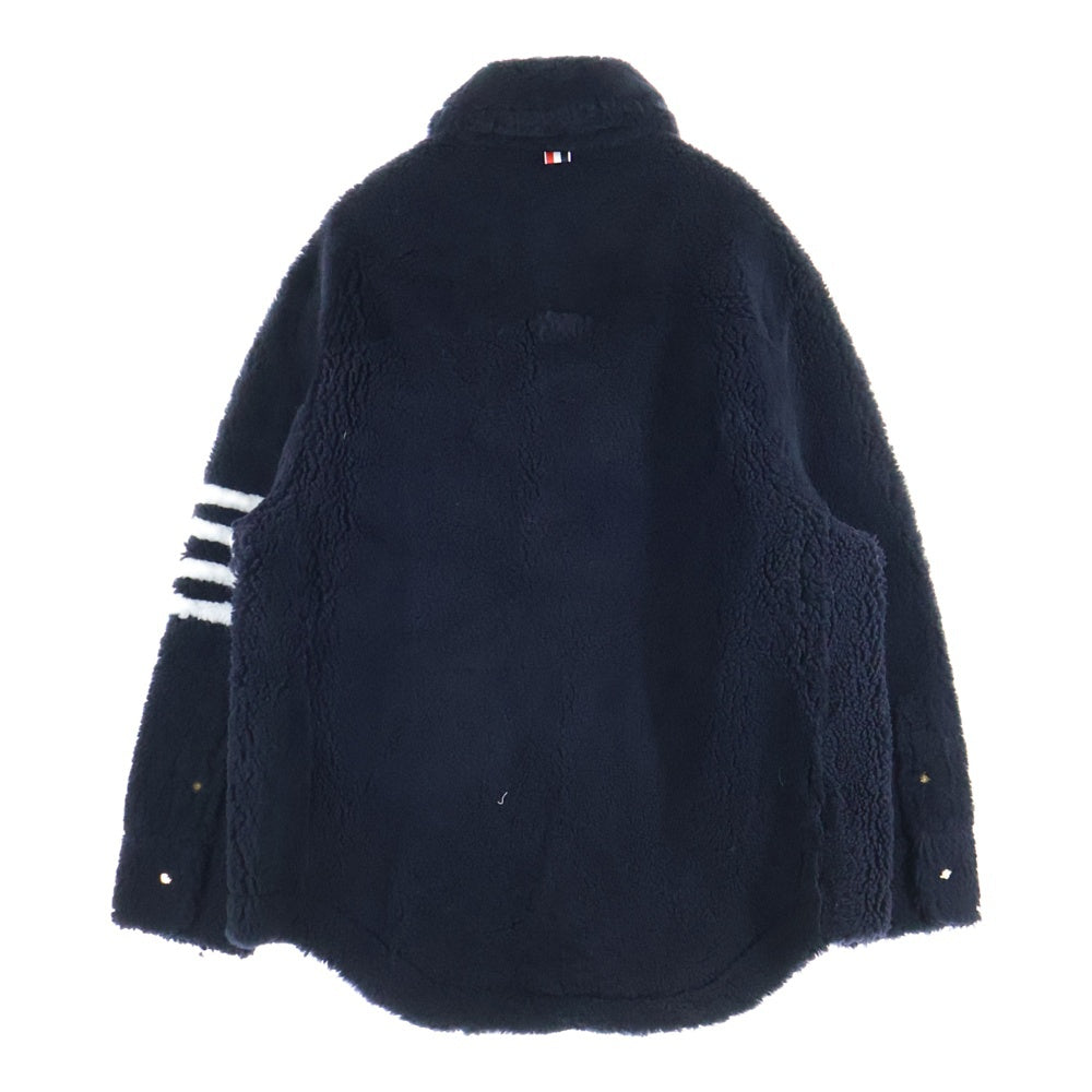 THOM BROWNE(トムブラウン) Shearling 4-Bar Oversized Shirt Jacket シアリング 4バー オーバーサイズ ボア シャツ ジャケット ブラック MJO159X-02821-415