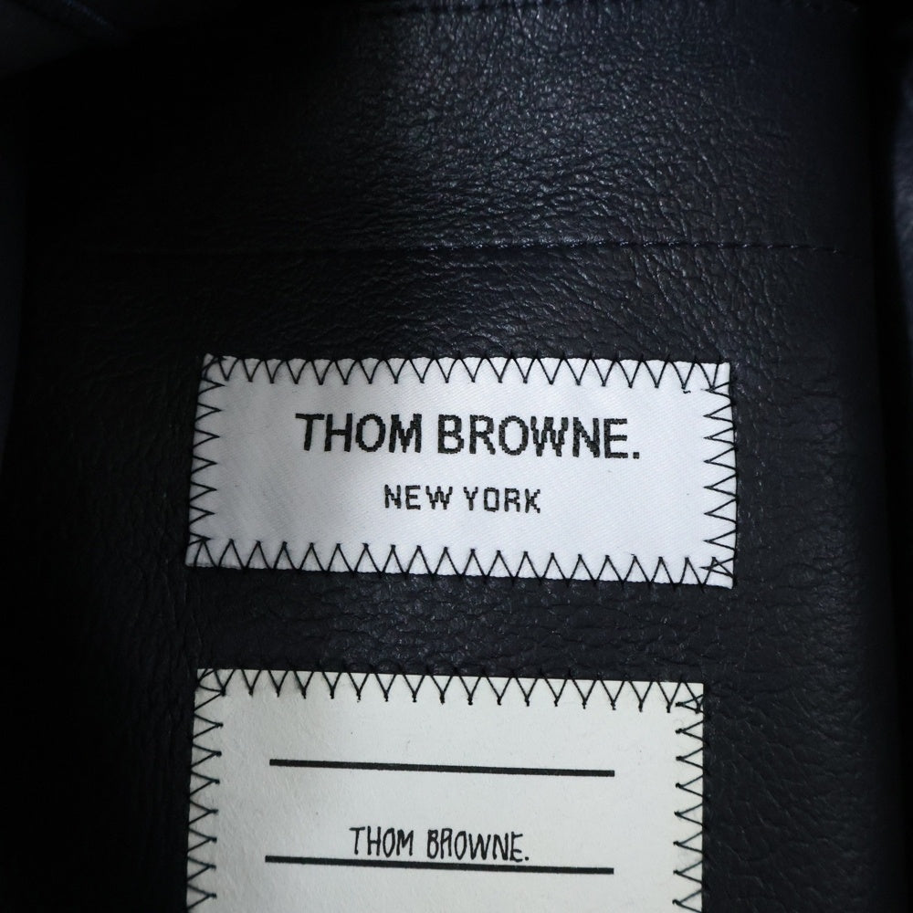 THOM BROWNE(トムブラウン) Shearling 4-Bar Oversized Shirt Jacket シアリング 4バー オーバーサイズ ボア シャツ ジャケット ブラック MJO159X-02821-415