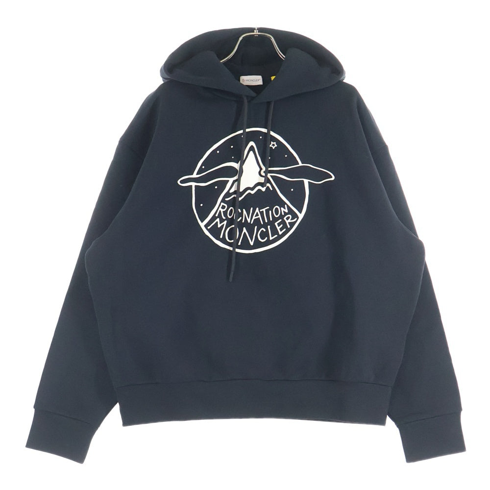 MONCLER(モンクレール) 23AW ROC NATION BY JAY-Z フロントプリント スウェット プルオーバーパーカー ブラック I209W8G00006