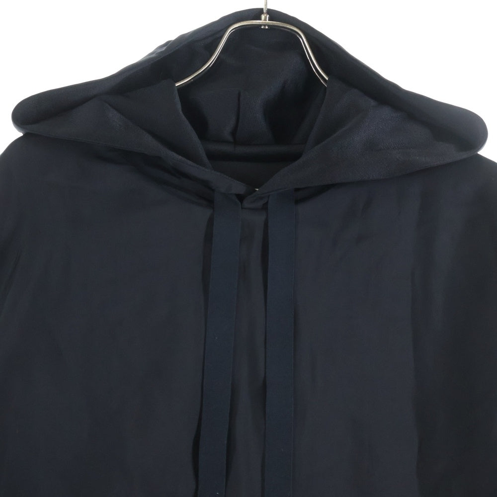 JIL SANDER(ジルサンダー) 24SS Embroidered Popover Hoodie エンブロイダード ロゴ刺繍 レーヨン ポップオーバー パーカー ブラック J22GU0119