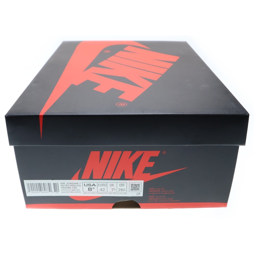 NIKE(ナイキ) AIR JORDAN 1 RETRO HIGH OG LIGHT SMOKE GREY エアジョーダン 1 スモークグレイ ハイカットスニーカー ホワイト/グレー US8.5/26.5cm 555088-126