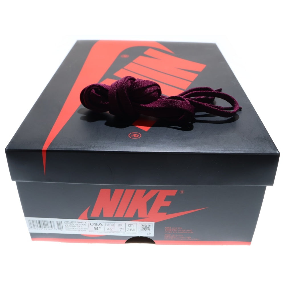 NIKE(ナイキ) AIR JORDAN 1 HIGH OG BORDEAUX エアジョーダン1 ハイカットスニーカー ボルドー US8.5/26.5cm 555088-611