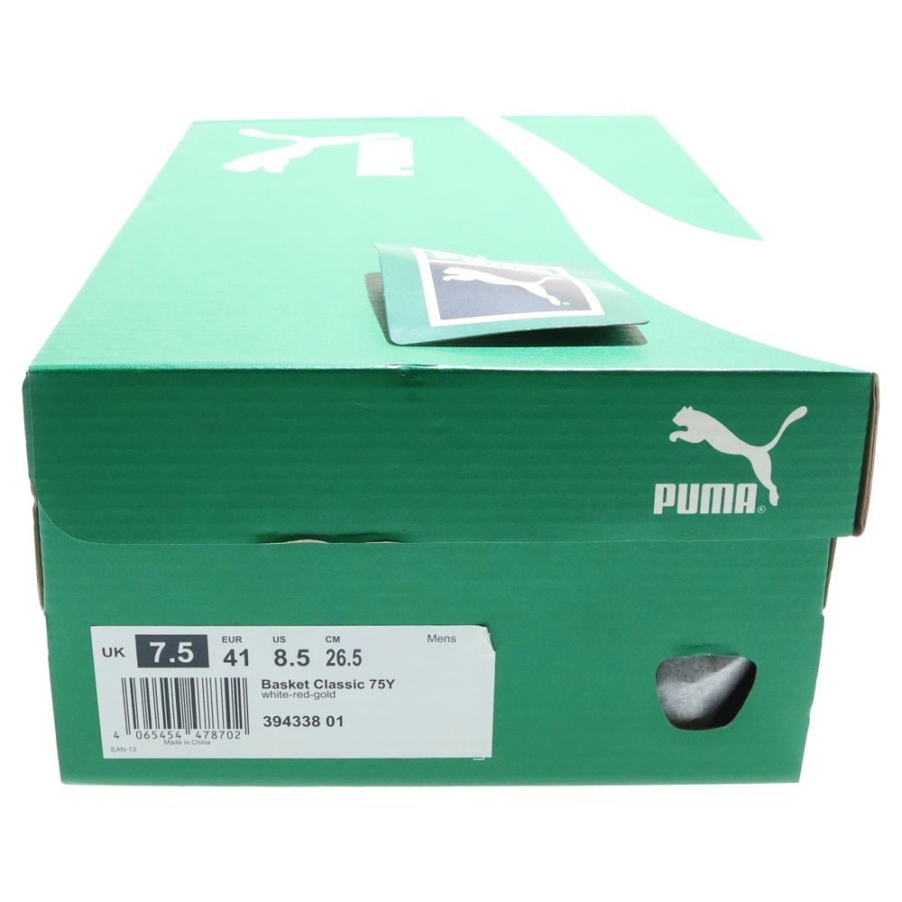 PUMA(プーマ) BASKET CLASSIC 75Y バスケット クラシック ローカットスニーカー ホワイト/レッド US8.5/26.5cm 394338-01