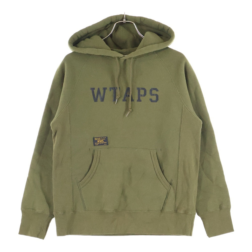 WTAPS(ダブルタップス) 16AW DESIGN HOODED フロントロゴプリント スウェットプルオーバーパーカー カーキ 162ATDT-CSM08