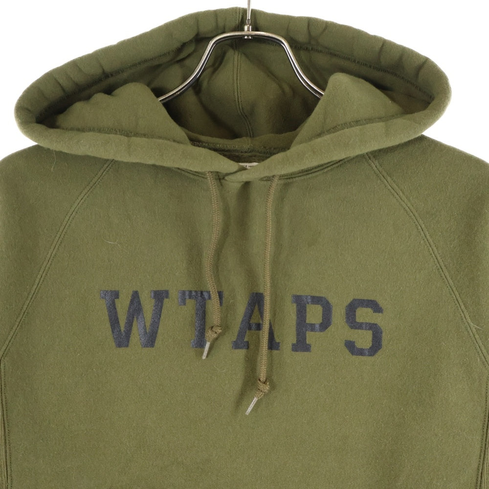 WTAPS(ダブルタップス) 16AW DESIGN HOODED フロントロゴプリント スウェットプルオーバーパーカー カーキ 162ATDT-CSM08