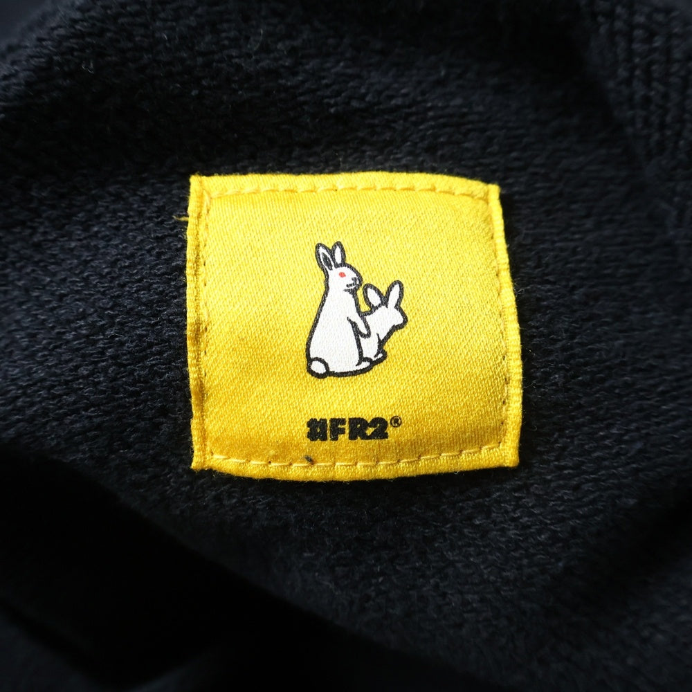 HUF(ハフ) ×FR2 YEAR OF THE RABBIT HOODED SWEAT SHIRT エフアールツー ラビット プリント スウェットプルオーバーパーカー ブラック