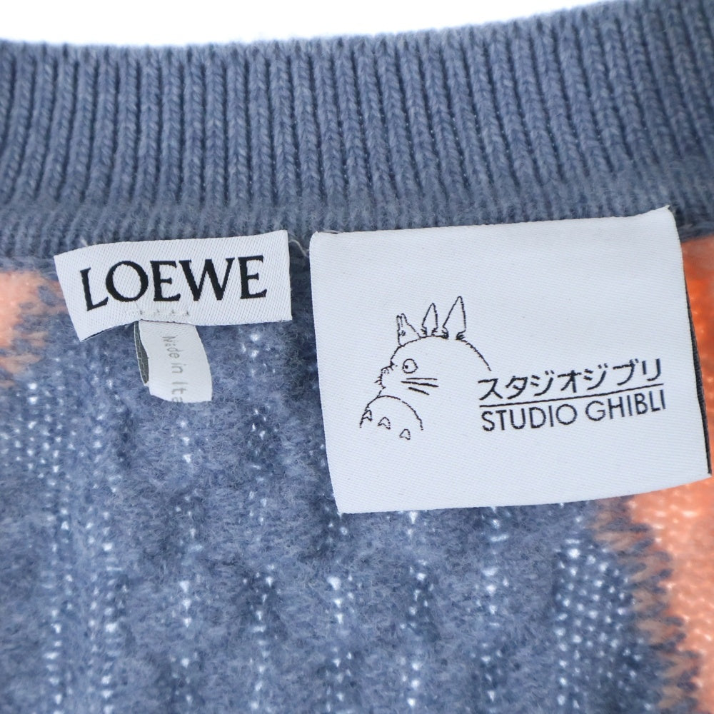 LOEWE(ロエベ) ×スタジオジブリ ハウルの動く城 ダイヤモンド ウール カシミア ニット カーディガン ピンク/ブルー レディース SB44Y16K12