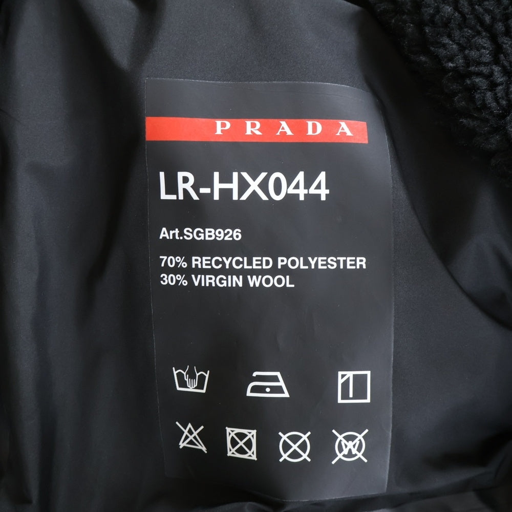 PRADA SPORT(プラダ スポーツ) 22AW Recycled Fleece Hooded Jacket ダブルフリース リサイクルテクニカルファブリック ジップアップ ボア パーカー ジャケット ブラック SGB926