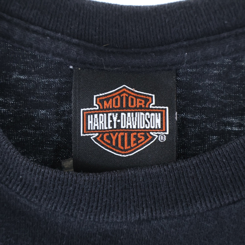 HARLEY DAVIDSON(ハーレーダビッドソン) 両面プリント クルーネック 半袖 Tシャツ カットソー ブラック