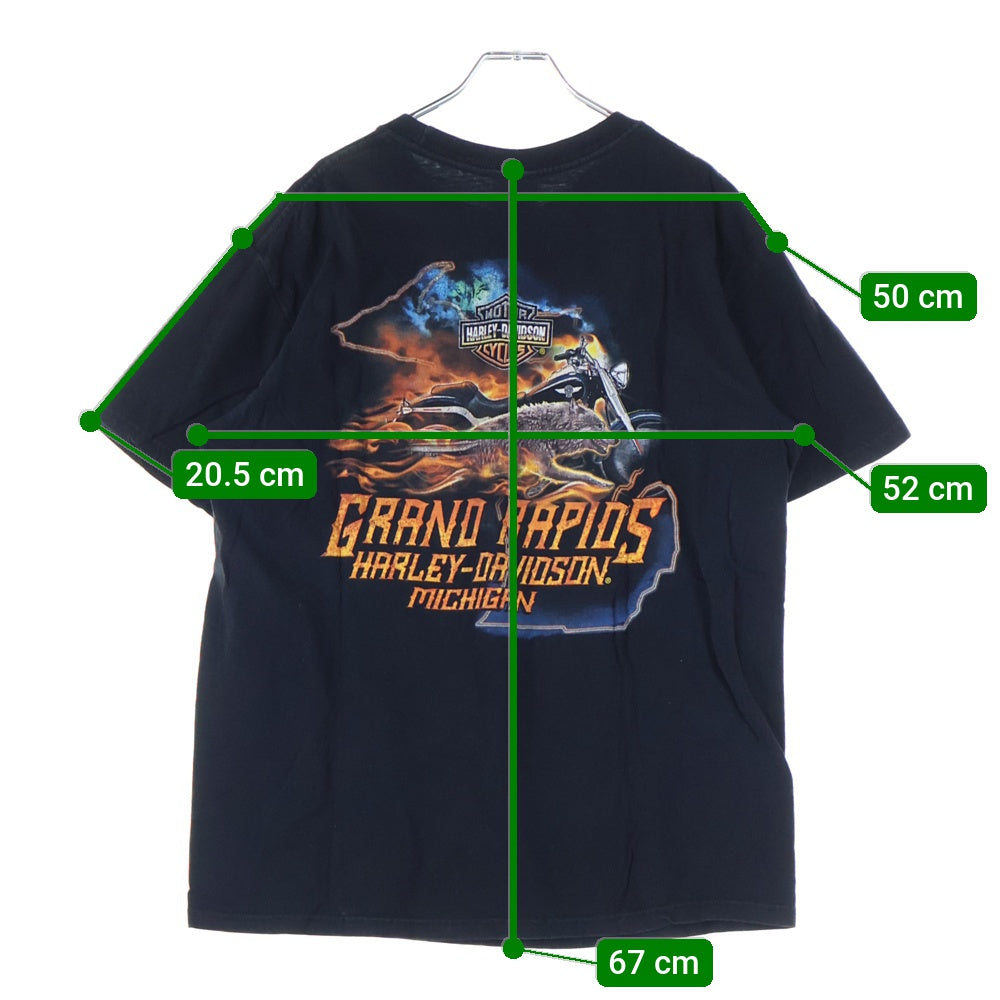 HARLEY DAVIDSON(ハーレーダビッドソン) 両面プリント クルーネック 半袖 Tシャツ カットソー ブラック