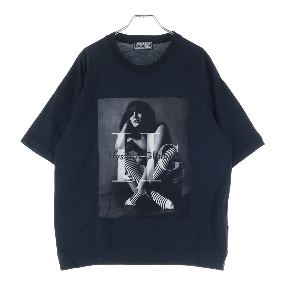 HYSTERIC GLAMOUR(ヒステリックグラマー) 24SS HG WOMAN フォトプリントクルーネック 半袖 Tシャツ カットソー ブラック 02241CT38