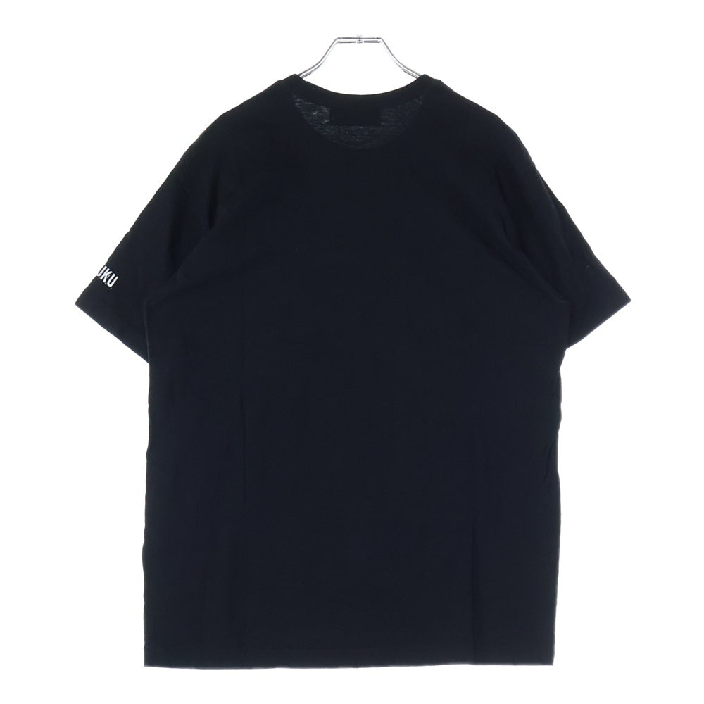 WILDSIDE YOHJI YAMAMOTO(ワイルドサイド ヨウジ ヤマモト) 24SS フローラル ロゴプリント クルーネック半袖Tシャツ カットソー ブラック WS-T14-003