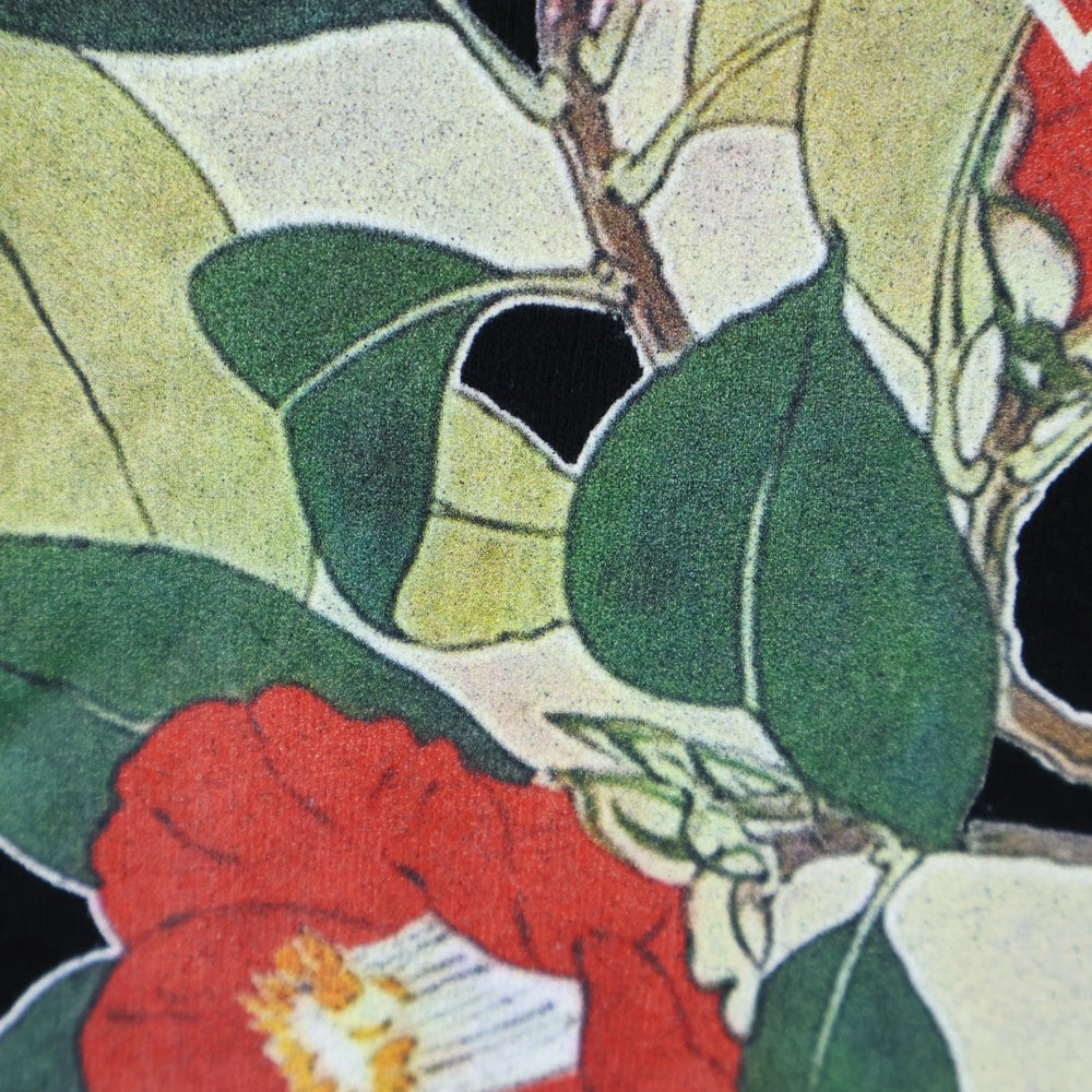 WILDSIDE YOHJI YAMAMOTO(ワイルドサイド ヨウジ ヤマモト) 24SS フローラル ロゴプリント クルーネック半袖Tシャツ カットソー ブラック WS-T14-003