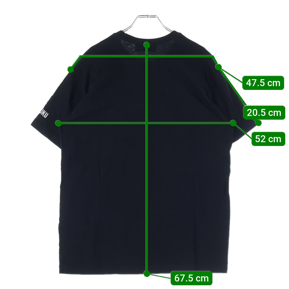 WILDSIDE YOHJI YAMAMOTO(ワイルドサイド ヨウジ ヤマモト) 24SS フローラル ロゴプリント クルーネック半袖Tシャツ カットソー ブラック WS-T14-003