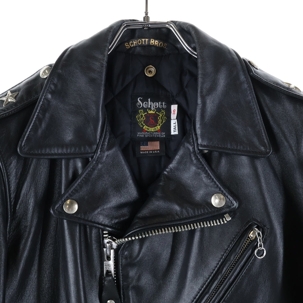 SCHOTT(ショット) 613UHT HORSEHIDE ONESTAR TALL ホースハイド ワンスター ダブルライダース レザージャケット ブラック 7416