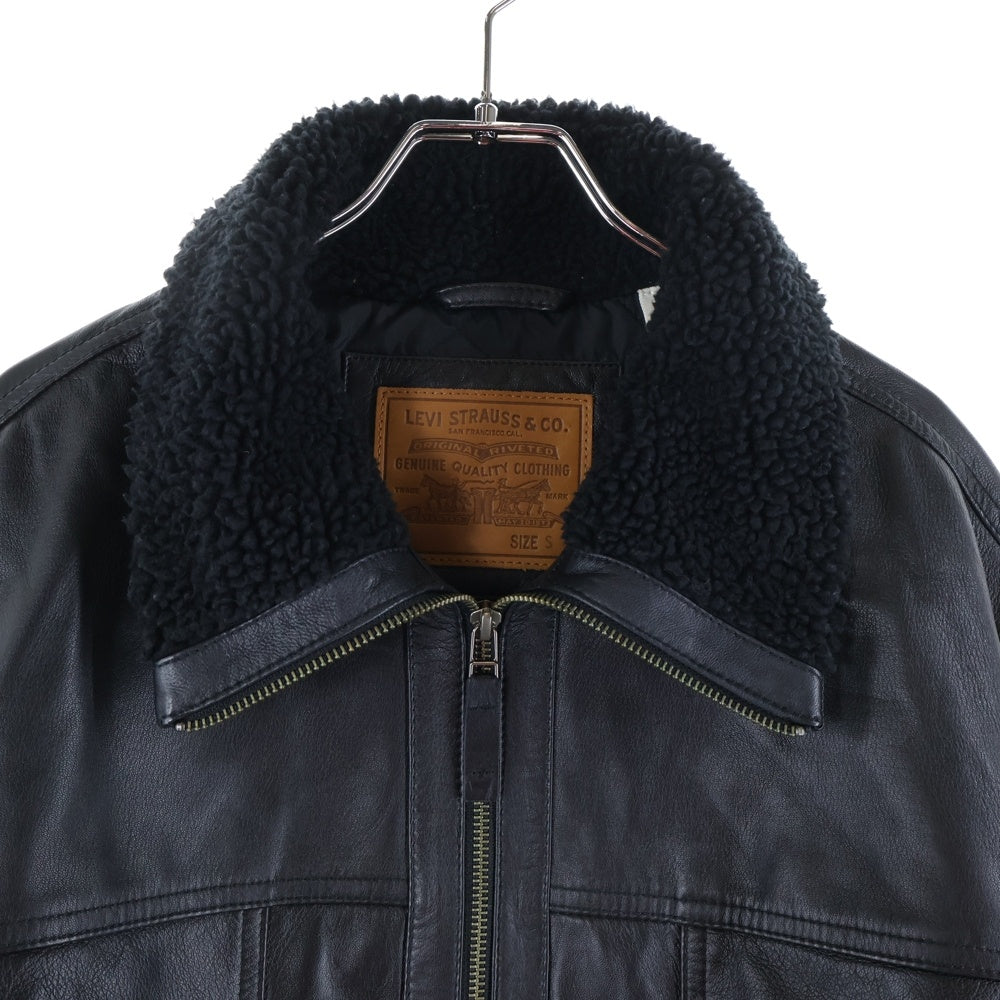 Levi's(リーバイス) ラムレザー 裏地キルティング ジップアップ レザージャケット ブラック PC9-A8564-0000