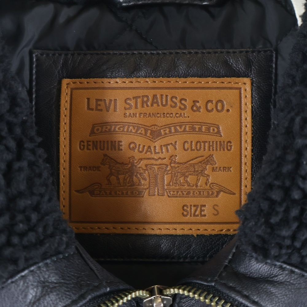 Levi's(リーバイス) ラムレザー 裏地キルティング ジップアップ レザージャケット ブラック PC9-A8564-0000