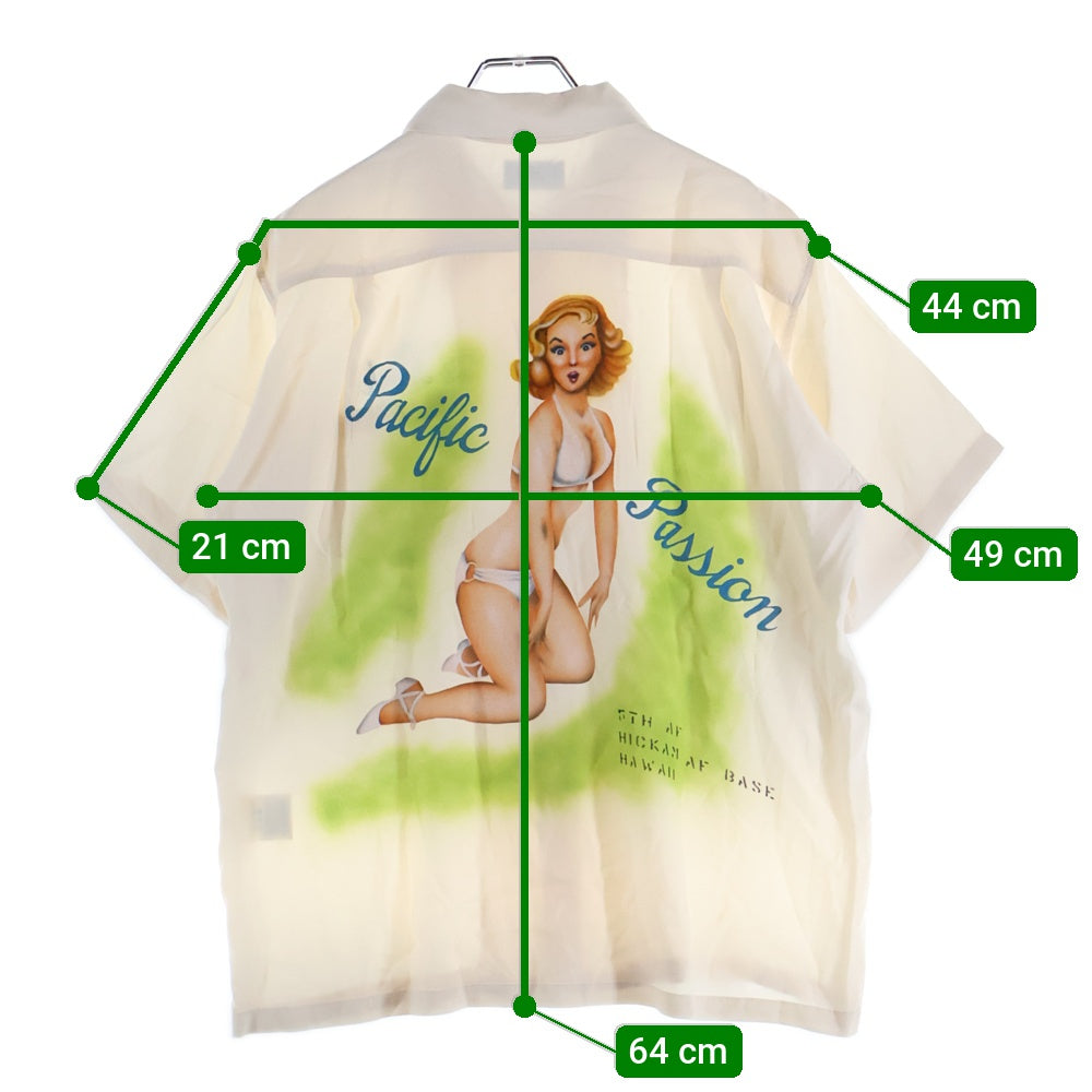 Buzz Rickson's(バズリクソンズ) AIRBRUSH HAND PAINT OPEN SHIRT ハンドペイント オープンカラー レーヨン ハワイアン 半袖シャツ ベージュ BR39106