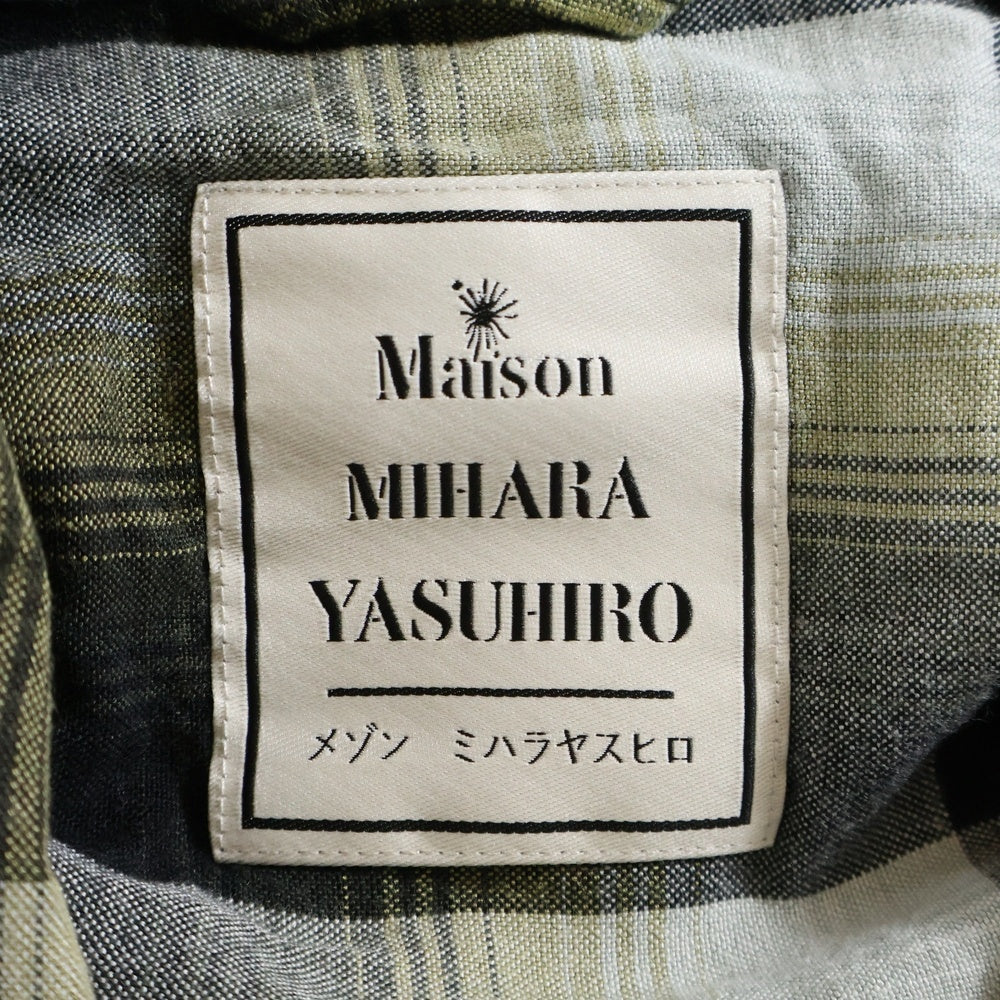 MAISON MIHARAYASUHIRO(メゾンミハラヤスヒロ) マルチポケット チェック レーヨン 長袖 シャツ グリーン/グレー A11SH071