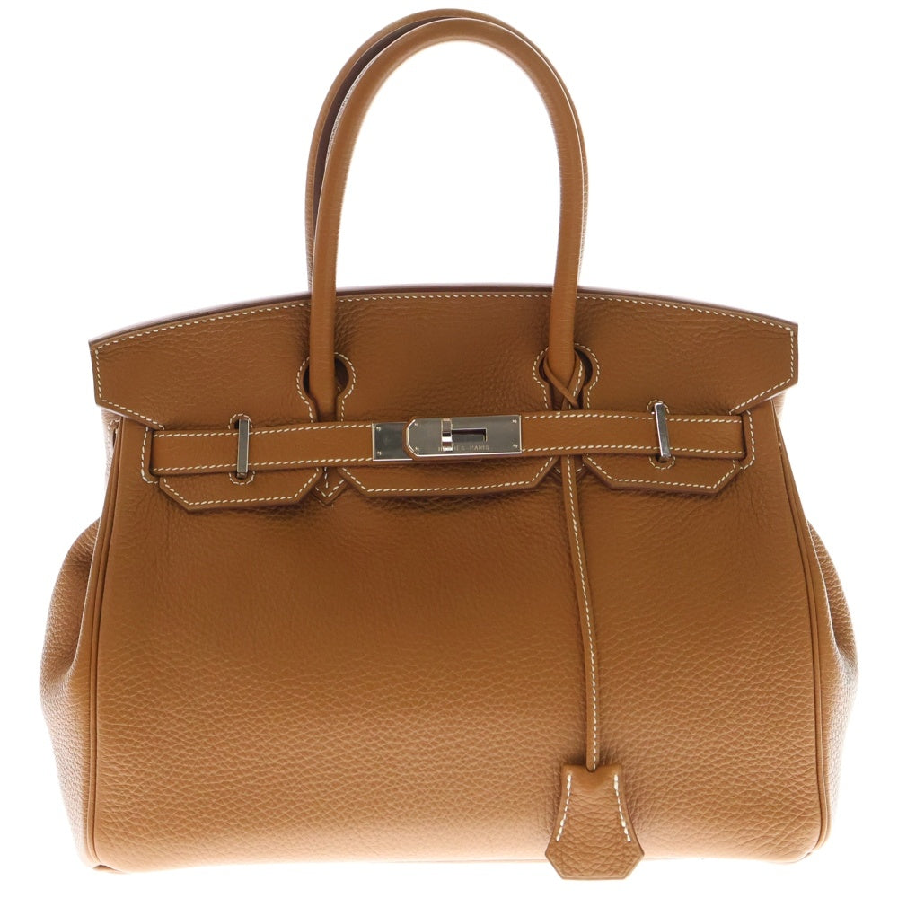 HERMES(エルメス) バーキン 30 トゴ ゴールド レザー ハンドバッグ ブラウン □O刻印 ブラウン シルバー金具