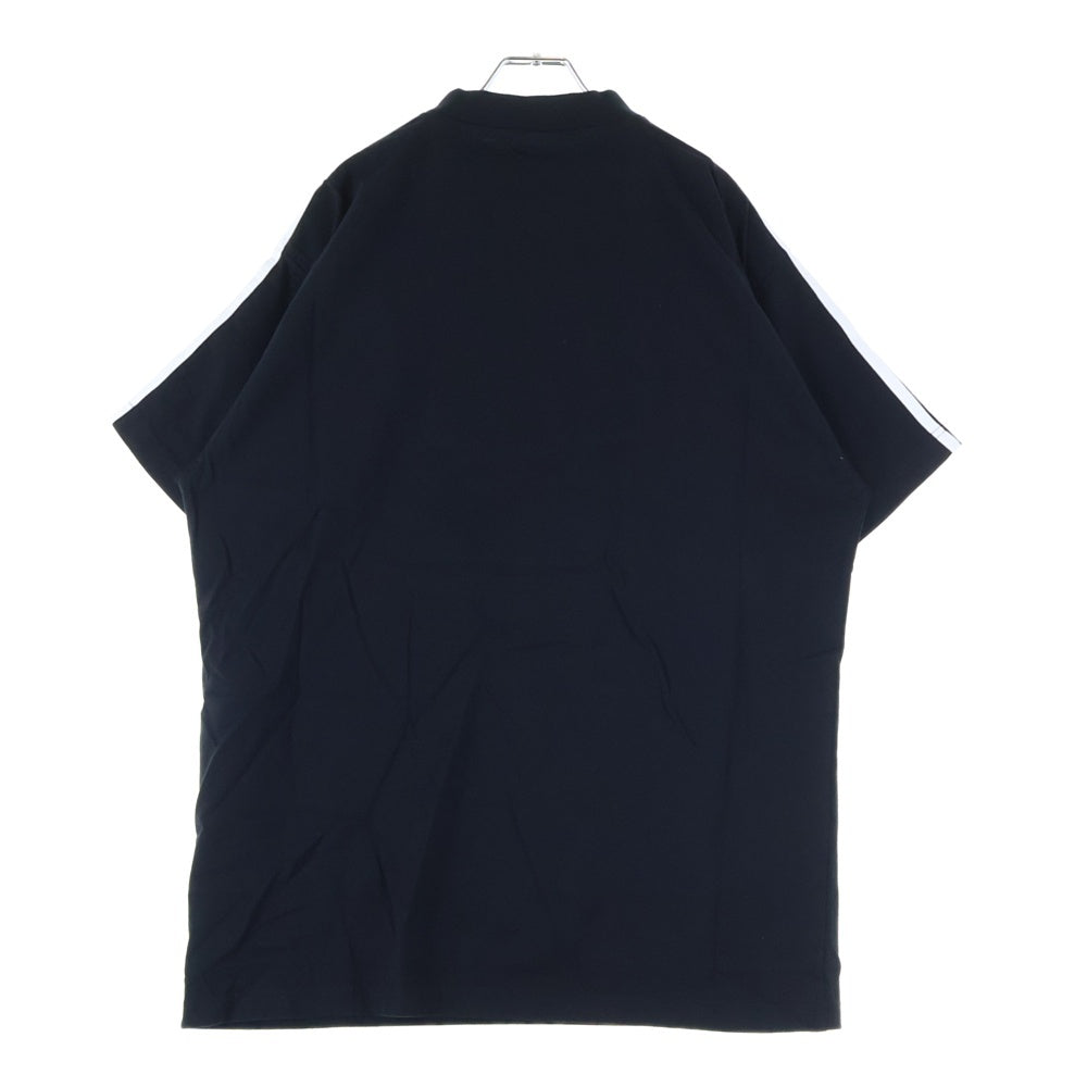BALENCIAGA(バレンシアガ) 23SS ×adidas アディダス 3ストライプ ロゴプリント 半袖Tシャツ カットソー ブラック 739101 TNVA6