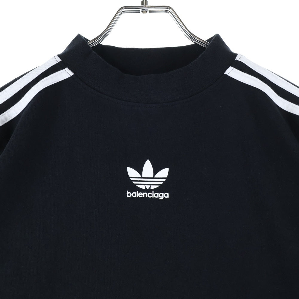BALENCIAGA(バレンシアガ) 23SS ×adidas アディダス 3ストライプ ロゴプリント 半袖Tシャツ カットソー ブラック 739101 TNVA6