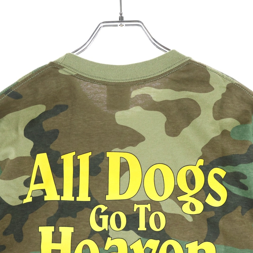 SUPREME(シュプリーム) 25AW All Dogs Go To Heaven Tee オールドッグス ゴートゥーヘブン フロントプリント カモ柄 クルーネック半袖Tシャツ カットソー カーキ
