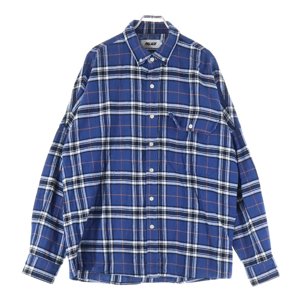 Palace Skateboards(パレススケートボーズ) 24SS LUMBER YAK SHIRT バックロゴエンブロイダリー 長袖チェックシャツ ブルー