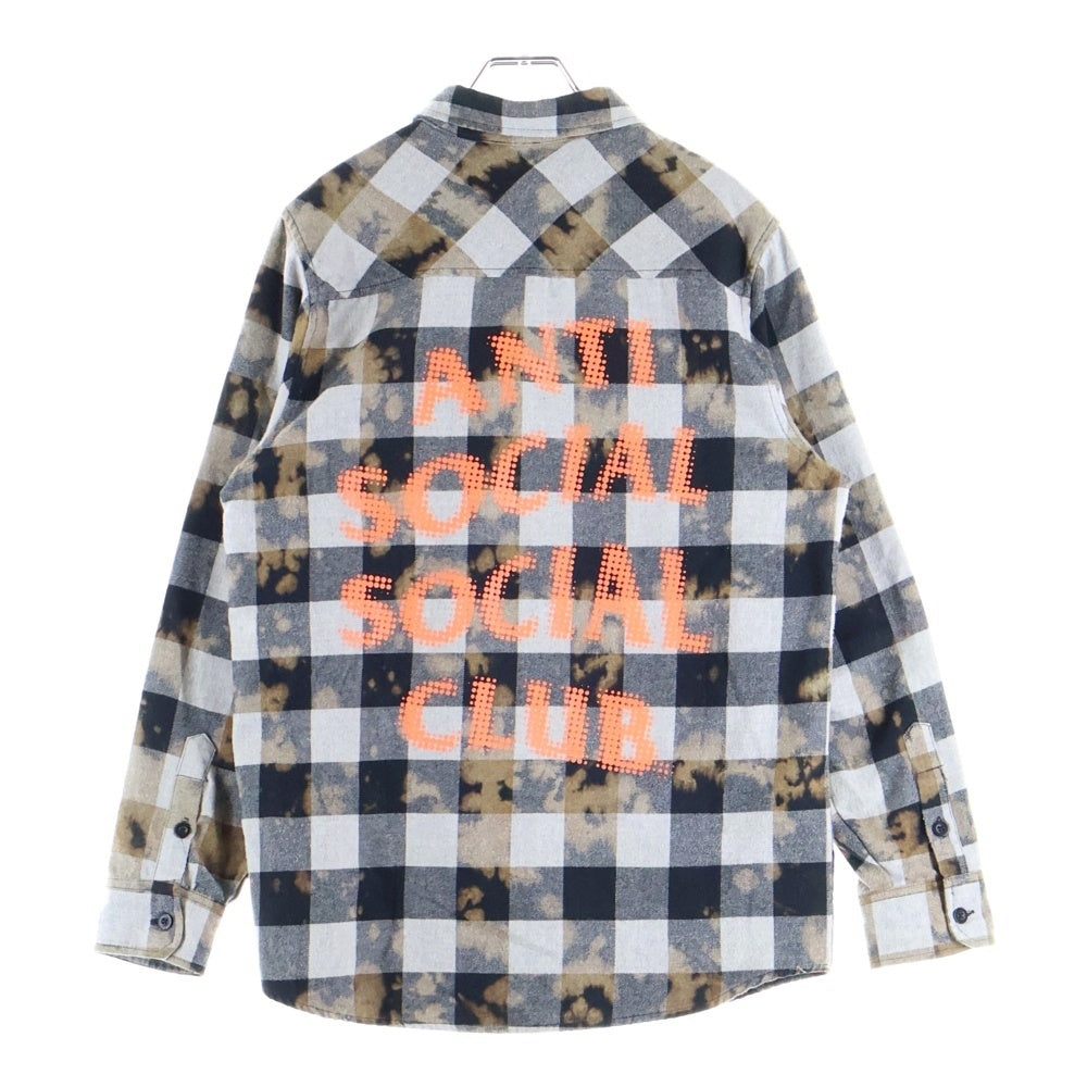 Palace Skateboards(パレススケートボーズ) 23AW ALONE FLANNEL SHIRT バックロゴ タイダイ フランネル 長袖チェックシャツ グレー/ブラウン