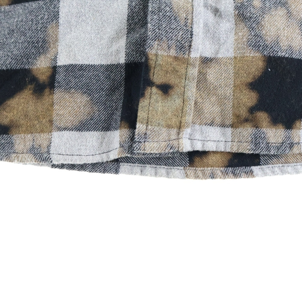 Palace Skateboards(パレススケートボーズ) 23AW ALONE FLANNEL SHIRT バックロゴ タイダイ フランネル 長袖チェックシャツ グレー/ブラウン